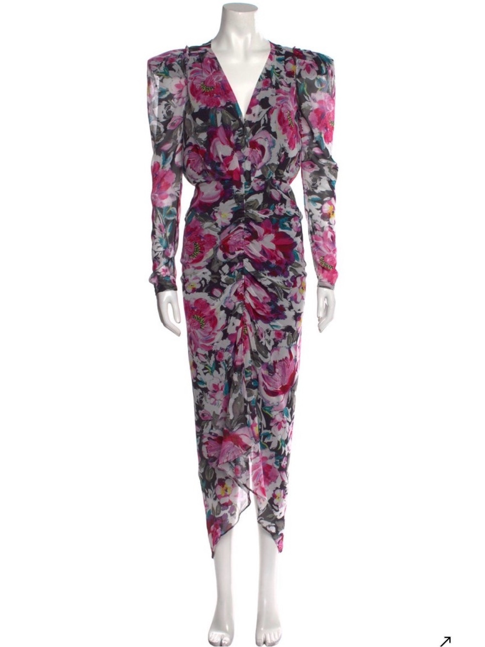 Ronny Kobo Collection Pink Floral Long Sleeve Sheer Dress
